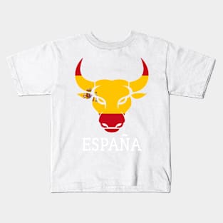 Spain Spanish Flag Souvenir Toro España Bull Head Silhouette Kids T-Shirt